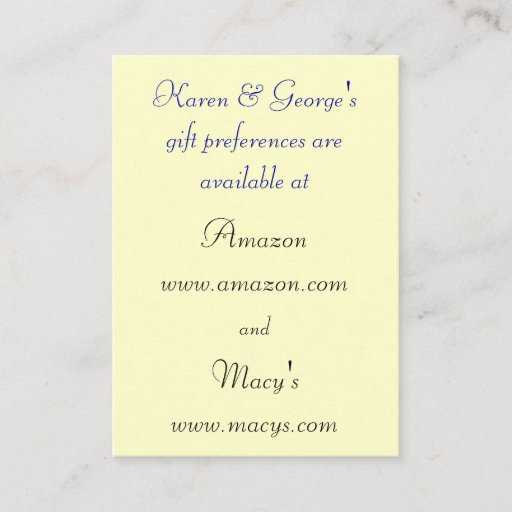 Customizable Custom Wedding Registry Cards Business Card Template