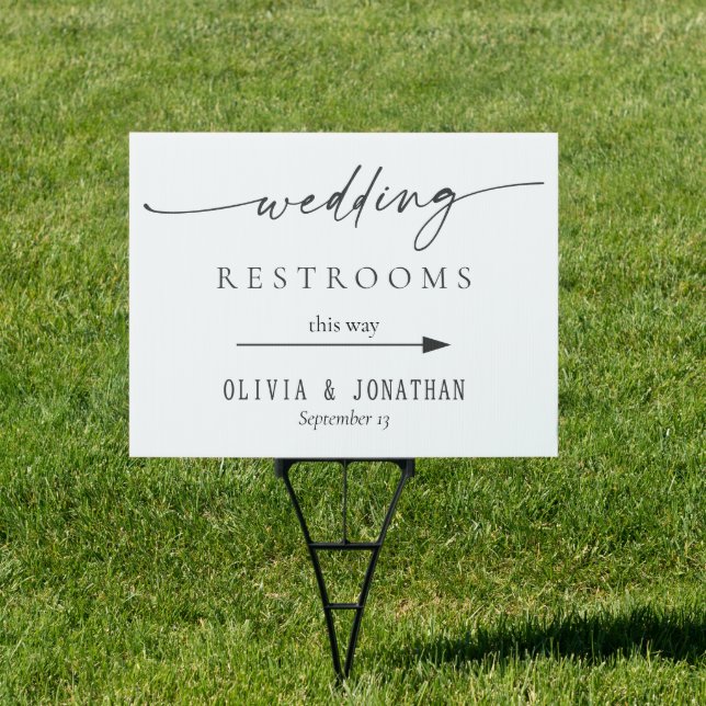 Custom Wedding Restrooms Directional Yard Sign (Insitu)