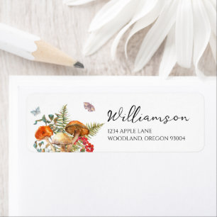 Custom Wedding Return Labels Woodland Mushrooms