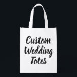 Custom Wedding Reusable Bag Blank Template<br><div class="desc">Custom Wedding Reusable Bag Blank Template.

CUSTOM FRONT & BACK. Edit or delete text.

For wedding gifts and favors.
Bridal shower gifts,  wedding reception gifts,  bridesmaid thank you gifts... </div>