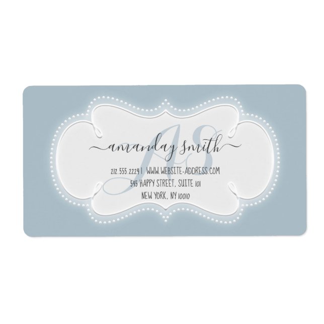 Custom Wedding RSVP Bridal Shower Smoky Blue Label (Front)