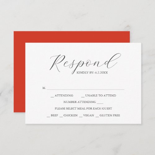 Custom Wedding RSVP Cards Red