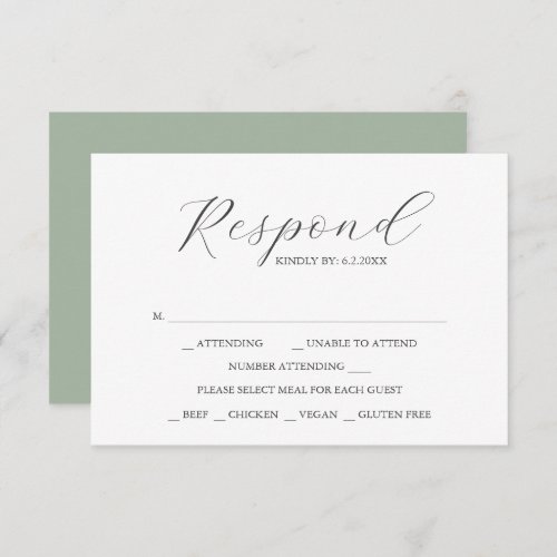 Custom Wedding RSVP Cards Sage Green