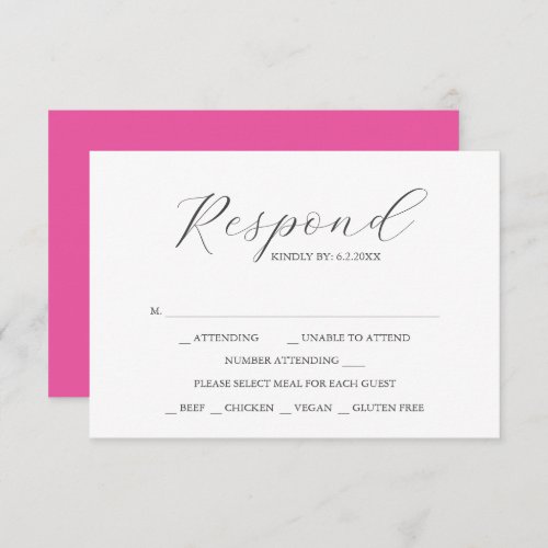 Custom Wedding RSVP Cards Vibrant Pink