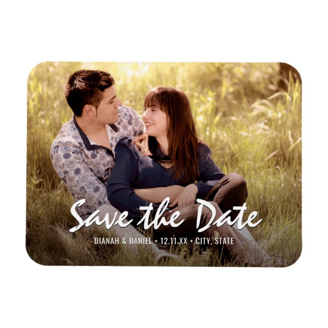 Custom Wedding Save The Date Photo Fridge Magnet (Horizontal)