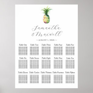 Custom Wedding Seating Chart Watercolor Pineapple