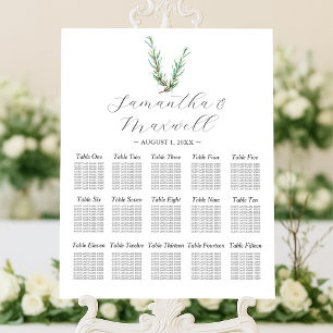 Custom Wedding Seating Chart Watercolor Rosemary Foam Board
