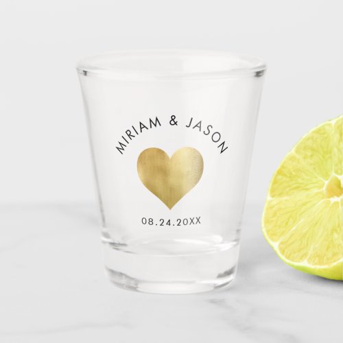 Custom Wedding Shooter Gold Heart Minimalist Shot Glass