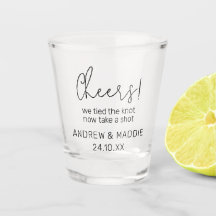 Custom Wedding Shot Glass Cheers We Tied the Knot
