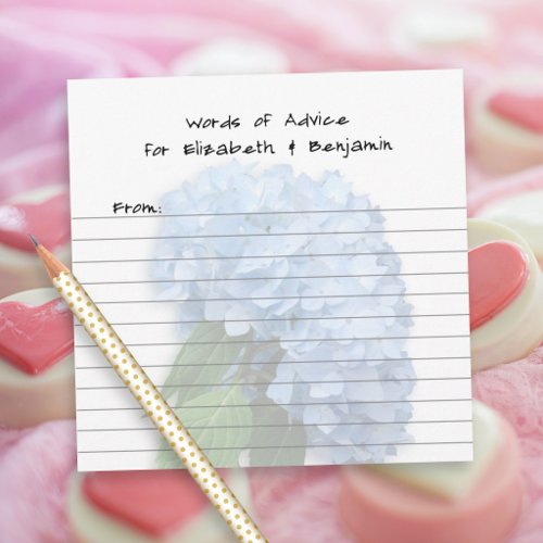 Custom Wedding Shower Advice Blue Floral Card
