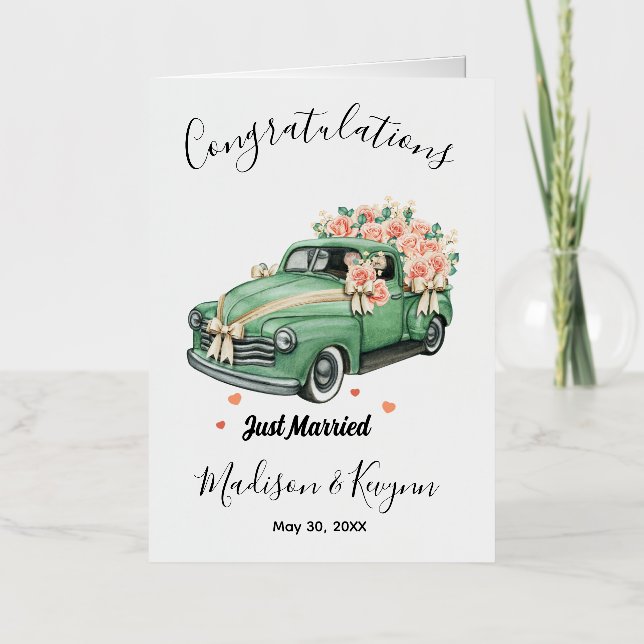 Custom Wedding Shower - Just Married Foil Greeting Card (Front)