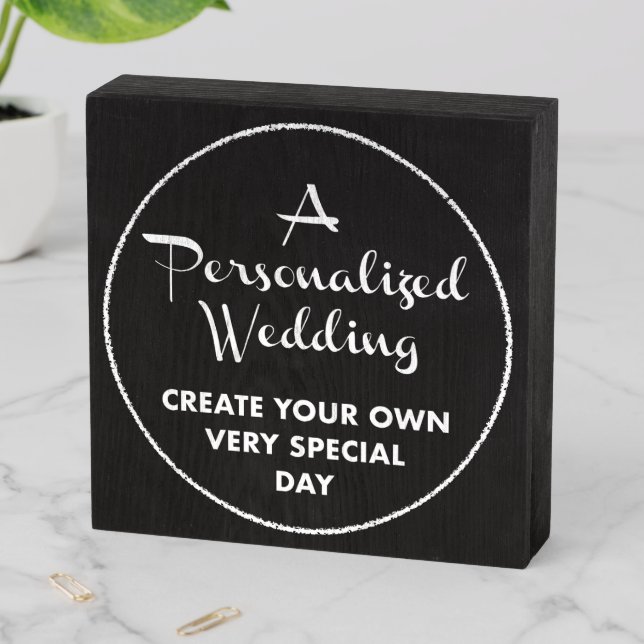 Custom Wedding Sign 6" x 6" Rustic Black Wood Box (In Situ Horizontal)