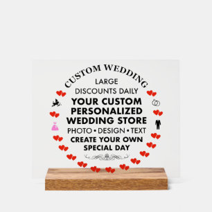 Custom Wedding Sign 8" x 10" Acrylic & Wood Stand