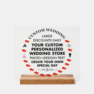 Custom Wedding Sign 8" x 10" Acrylic & Wood Stand