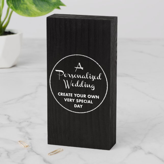 Custom Wedding Sign 8" x 4" Rustic Black Wood Box (In Situ Vertical)