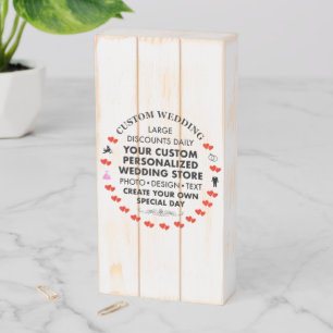 Custom Wedding Sign 8" x 4" Slatted White Wood Box
