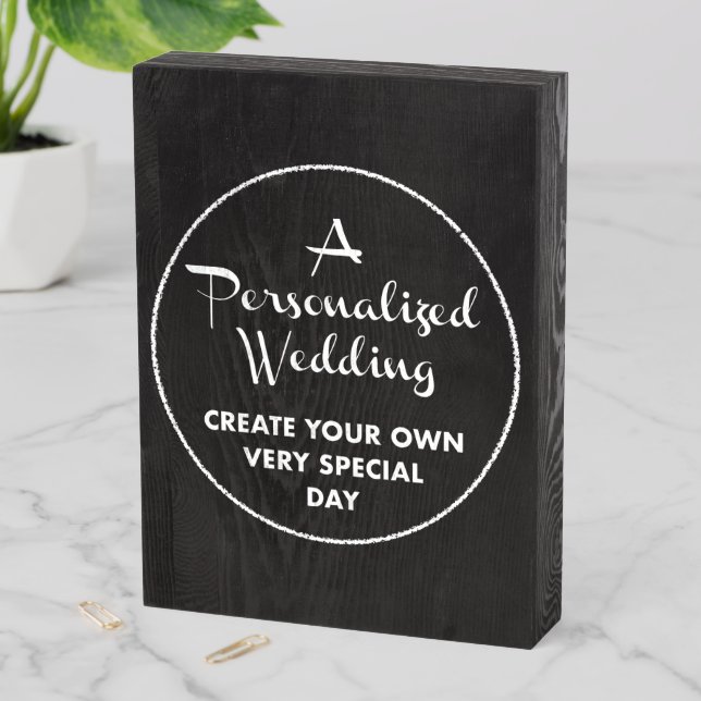 Custom Wedding Sign 8" x 6" Rustic Black Wood Box (In Situ Vertical)
