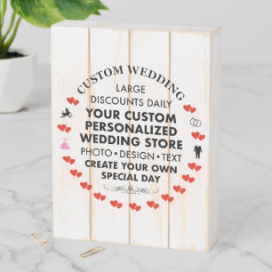 Custom Wedding Sign 8" x 6" Slatted White Wood Box