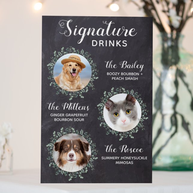 Custom Wedding Signature Drinks 3 Pet Photo Foam Board (Creator Uploaded)