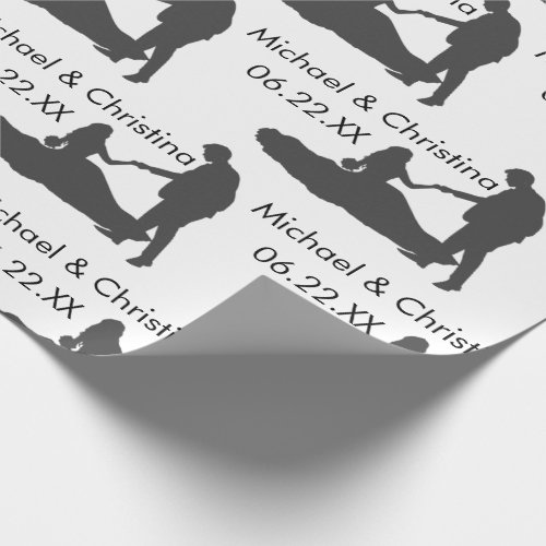 Custom Wedding Silhouette Names Wrapping Paper