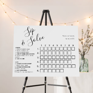 Custom Wedding sip solve crossword puzzle template Foam Board