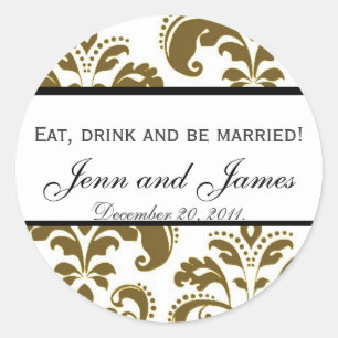 Custom Wedding Sticker Eat, Drink, and be Married