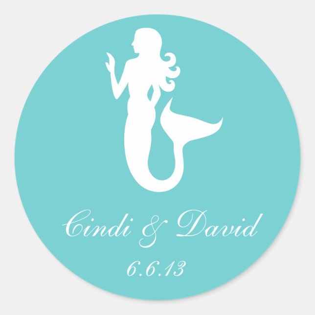 Custom Wedding Sticker Mermaid (Front)