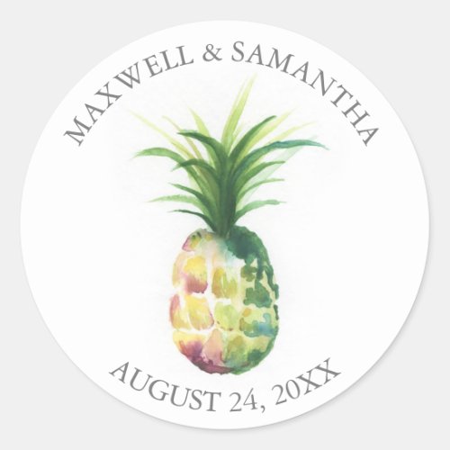 Custom Wedding Stickers for Favors Pineapple