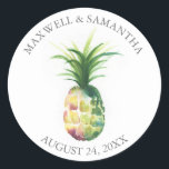 Custom Wedding Stickers for Favors Pineapple<br><div class="desc">These custom wedding stickers for favors feature a watercolor pineapple. Use the template fields to add your personalized text. An elegant choice for destination or coastal wedding labels,  favors and gifts. Visit www.zazzle.com/dotellabelle to see them all.

Unique art and design by Victoria Grigaliunas of Do Tell A Belle.</div>