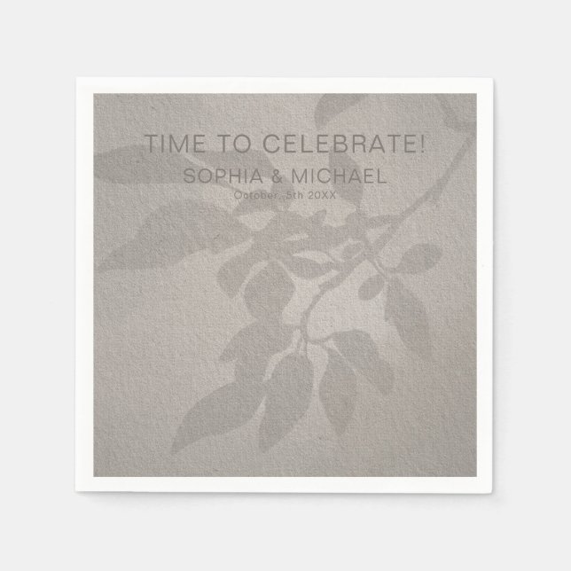Custom Wedding Template Soft Shadowed Leaves  Napkins (Front)