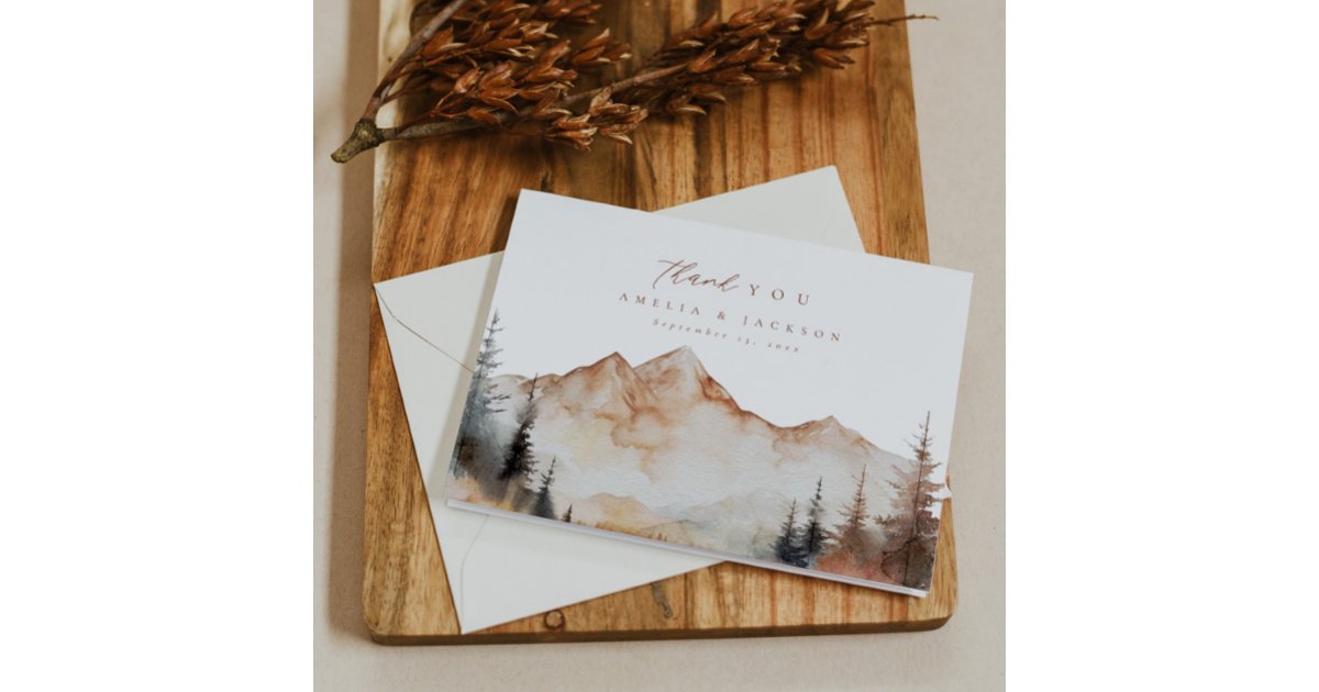 Custom Wedding Thank You Card Mountain Theme | Zazzle
