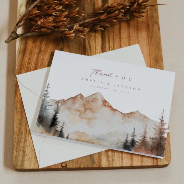 Custom Wedding Thank You Card Mountain Theme | Zazzle