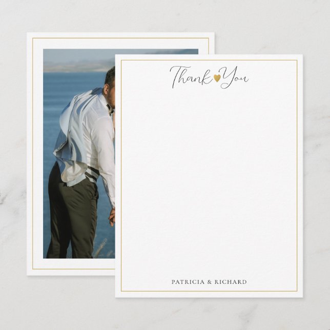 Custom Wedding Thank You Couple Names Photo  Note Card (Front/Back)