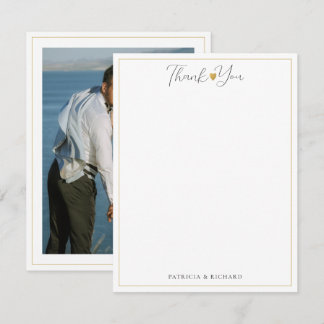 Custom Wedding Thank You Couple Names Photo Note Card