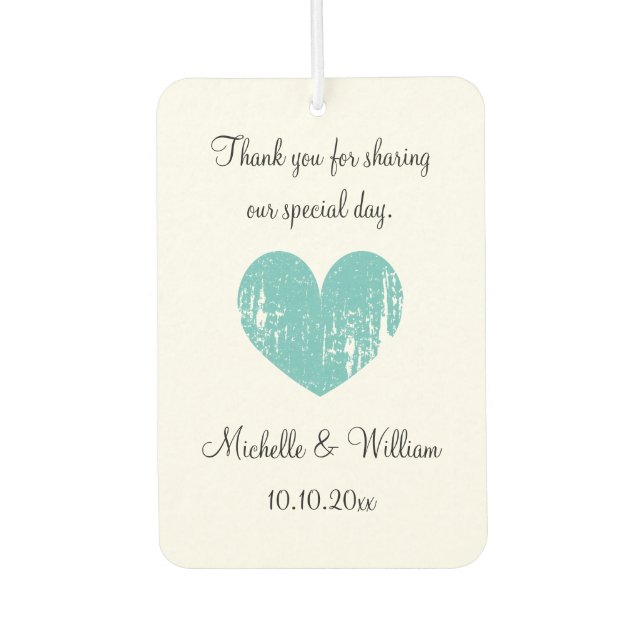 Custom wedding thank you favor car air freshener (Front)
