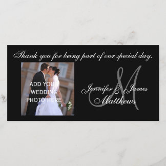 Custom Wedding Thank You Monogram Photo Card