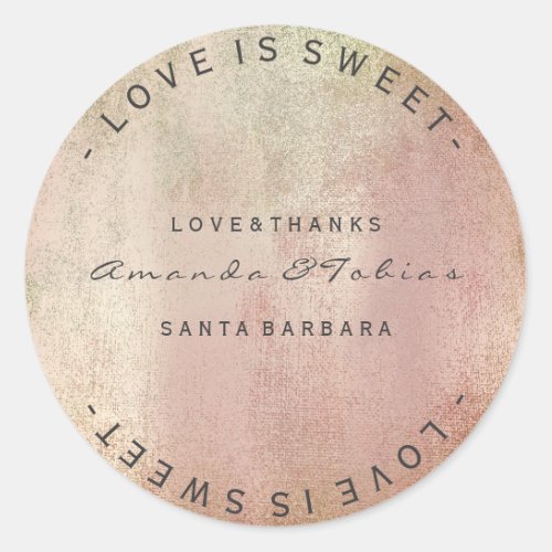 Custom Wedding Thanks Paint Rose Gold Pastel Skin Classic Round Sticker