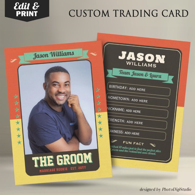 Custom Wedding Trading Cards, Retro Groom Card (Custom Wedding Trading Cards, Retro Groom Card)