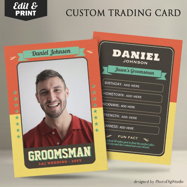 Custom Wedding Trading Cards, Retro Groomsmen Card (Custom Wedding Trading Cards, Retro Groomsmen Card
)