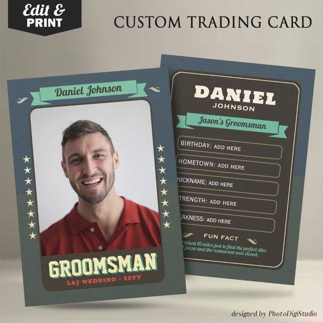 Custom Wedding Trading Cards, Retro Groomsmen Card (Custom Wedding Trading Cards, Retro Groomsmen Card
)