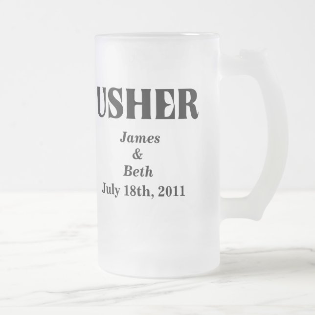 Custom Wedding Usher Beer Mug (Right)