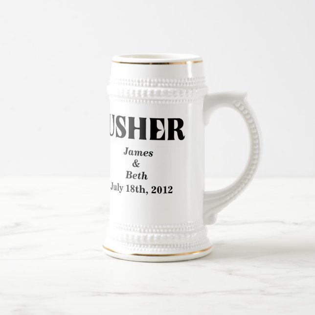 Custom Wedding Usher Beer Stein (Right)