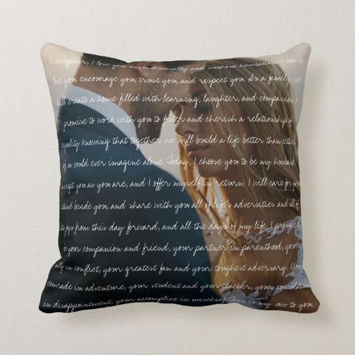 Custom Wedding Vow & Photo Throw Pillow