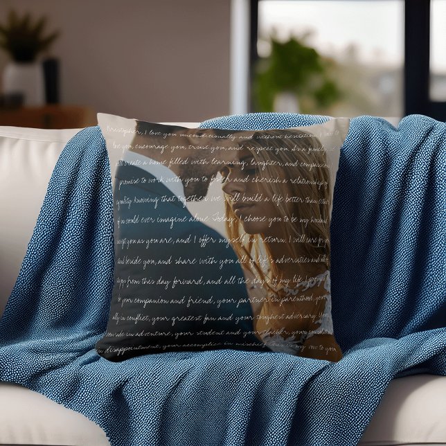 Custom Wedding Vow & Photo Throw Pillow (Creator Uploaded)