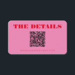 Custom Wedding Website Red Pink QR Code Details Enclosure Card<br><div class="desc">Custom Wedding Website Pink and Red QR Code Details Enclosure Card</div>