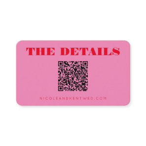 Custom Wedding Website Red Pink QR Code Details Enclosure Card