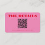 Custom Wedding Website Red Pink QR Code Details Enclosure Card