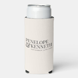 Custom Wedding Welcome Party Ivory Decor Seltzer Can Cooler