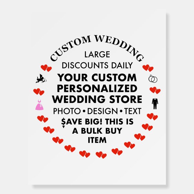 Custom Wedding Welcome Sign 11" x 14" Foam Board (Front)