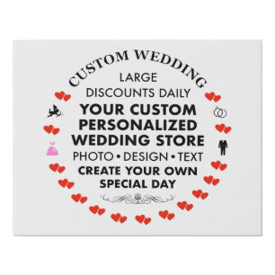 Custom Wedding Welcome Sign 14" x 11" Faux Canvas